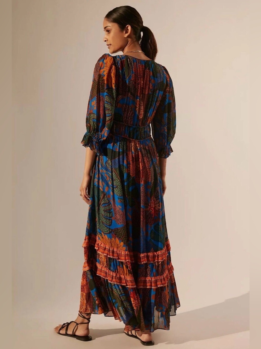 FARM Rio Multicolor Floral Maxi Dress with Blue and Orange - Picture 5 of 13